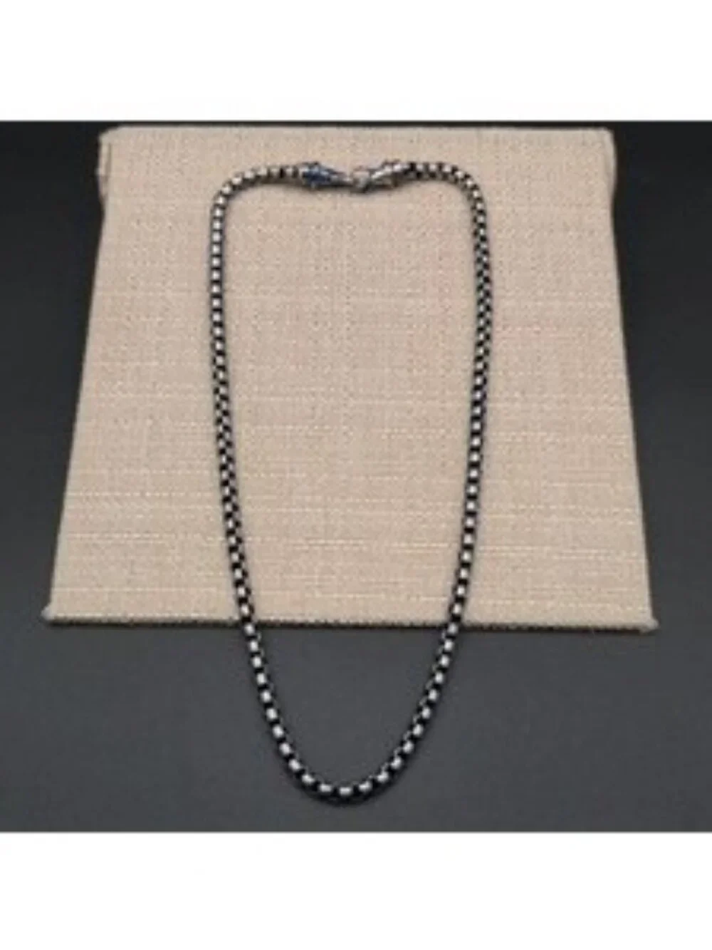 24 Inch Two-Tone Stainless Steel Round Box Chain Necklace with Shackle Clasp B14